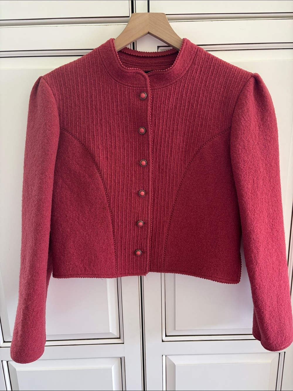 Giesswein Boiled Wool Jacket Austria Cranberry Women’s Size 42 US Medium Vintage
